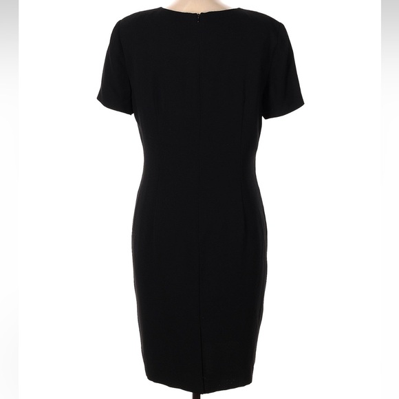 Vintage Talbots Classic Black Career Midi Dress Short Sleeve Crew Neck Size 12 L - Picture 3 of 6